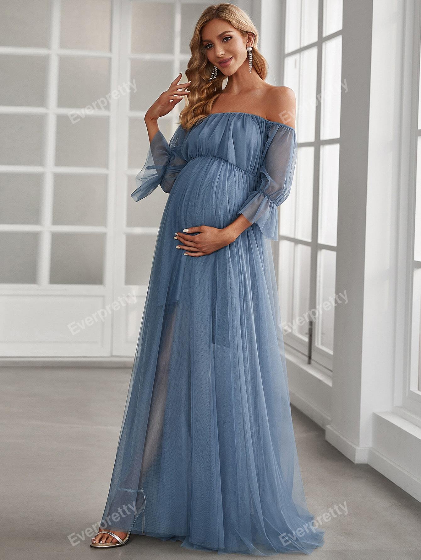 Vestido Elegante de Ombro e Manga,tecido de Malha.