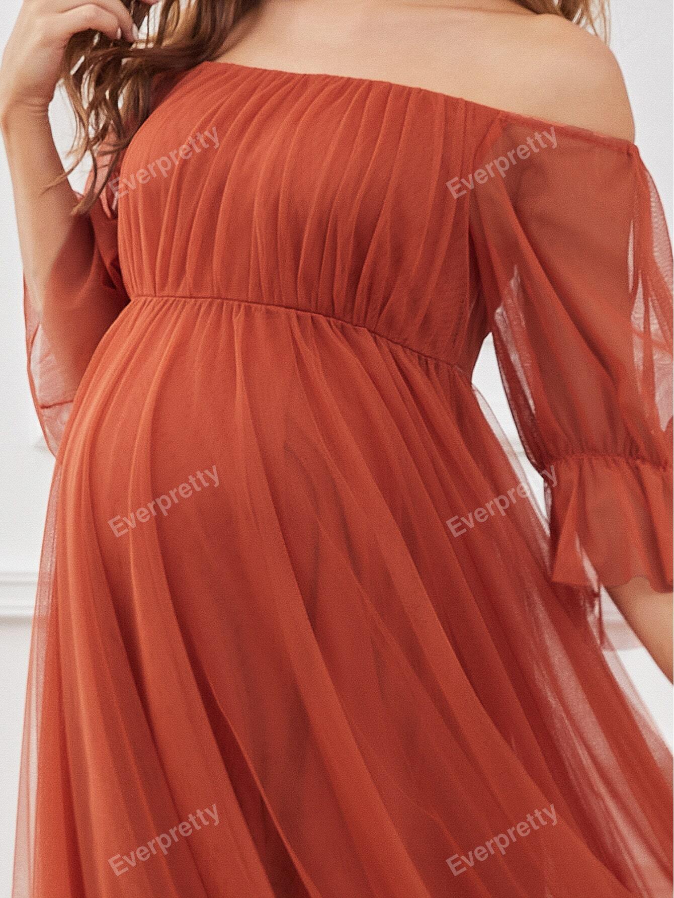 Vestido Elegante de Ombro e Manga,tecido de Malha.