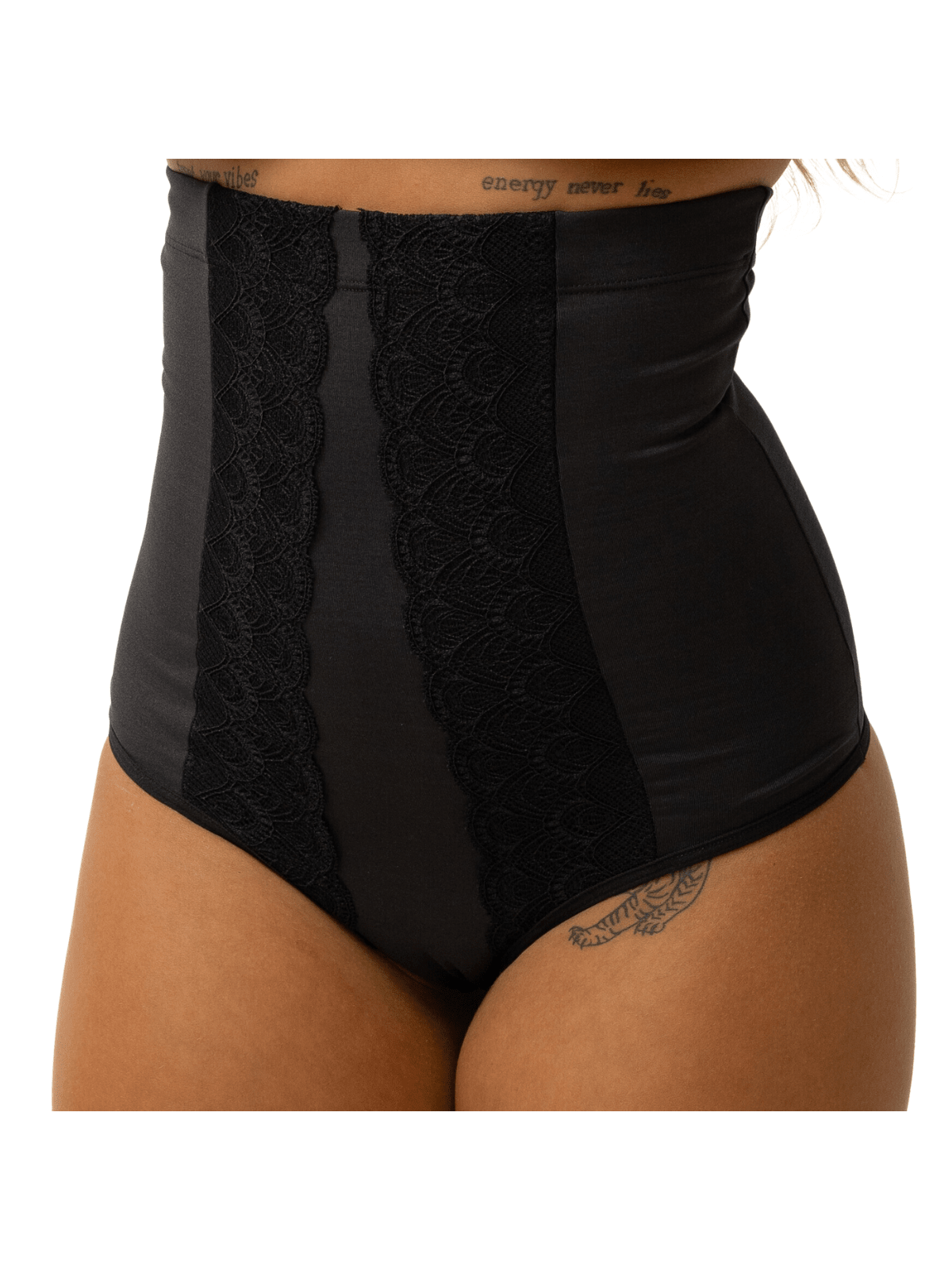 Kit 2 Cintas Modeladora Calcinha Cintura Alta Comprime e Modela Cinta Rebatida Cós Resistente com Detalhe em Renda de Suplex Pós Parto Compressão Zero Barriga
