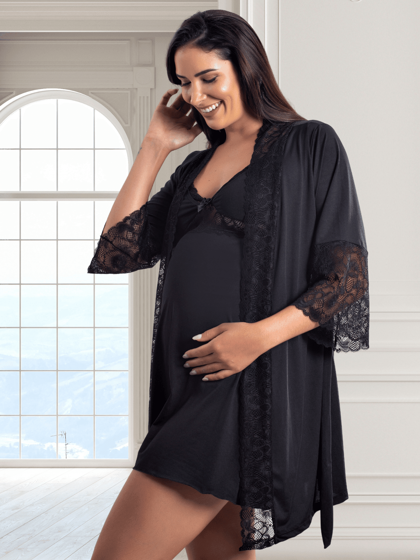 KIT CAMISOLA AMAMENTAÇÃO E ROBE LUXO