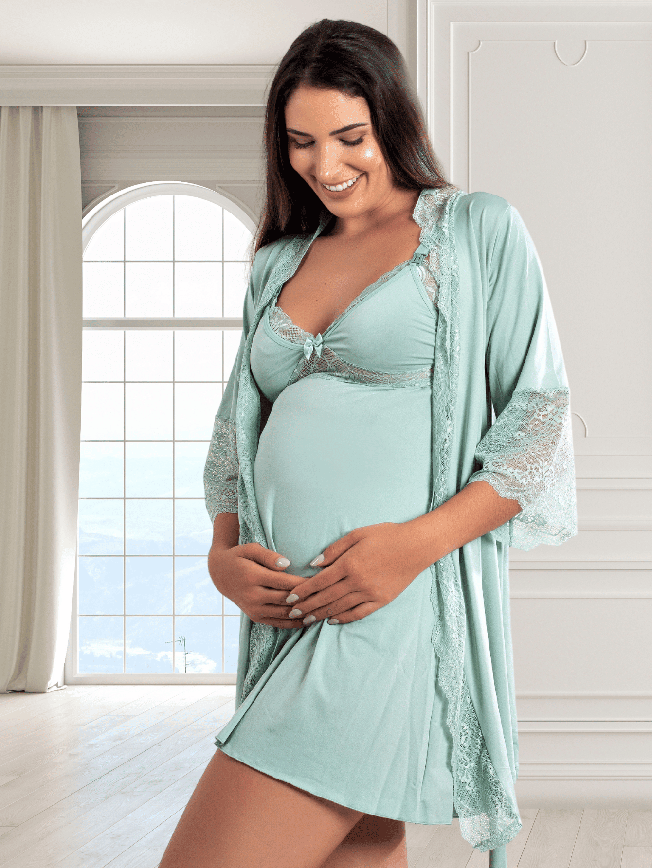 KIT CAMISOLA AMAMENTAÇÃO E ROBE LUXO