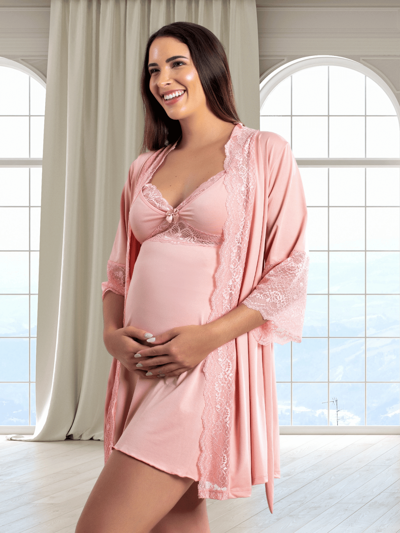 KIT CAMISOLA AMAMENTAÇÃO E ROBE LUXO