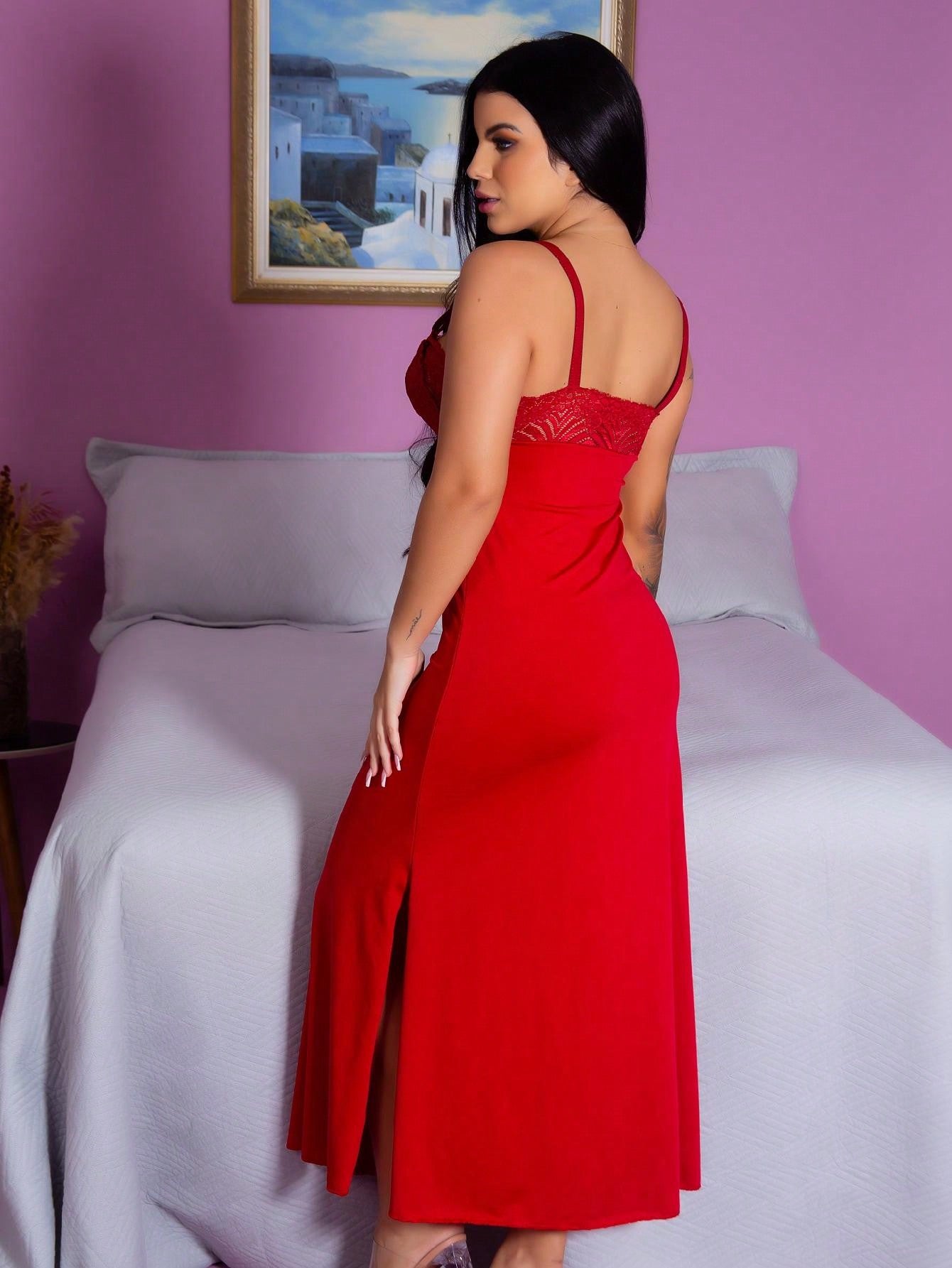 kit 2 Camisola Longa Amamentação Com Recorte Lateral Sensual Prática Vestido de Dormir Confortável Design Para Mamães