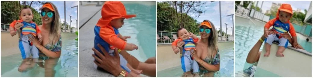 2024 baby boys girls swimwear with cap surfing Wear swimming suit infant toddler kids children Sunscreen beach bathing Suit