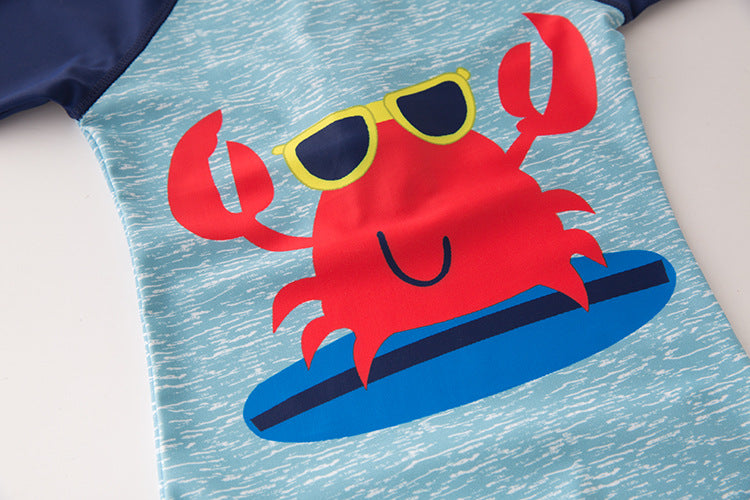 2024 baby boys girls swimwear with cap surfing Wear  swimming suit infant toddler kids children Sunscreen beach bathing Suit