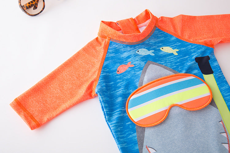 2024 baby boys girls swimwear with cap surfing Wear  swimming suit infant toddler kids children Sunscreen beach bathing Suit
