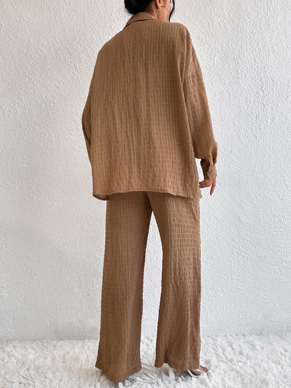 Conjunto Confy Sólido Ombro caído Camisa