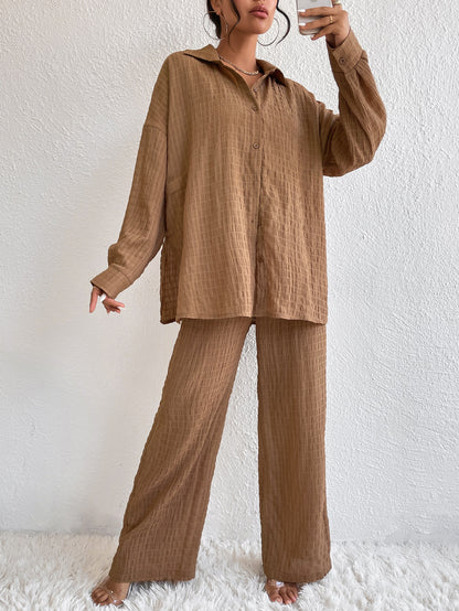 Conjunto Confy Sólido Ombro caído Camisa