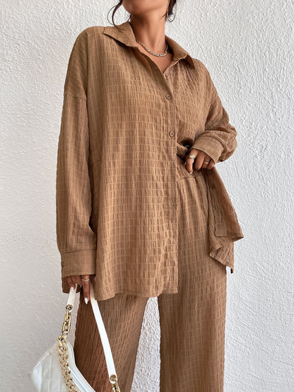 Conjunto Confy Sólido Ombro caído Camisa