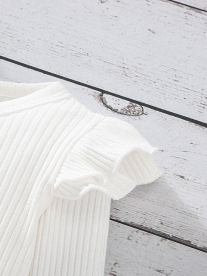Blusa Com Babado Para Bebê Menina & Jardineira Com Estampa De Arco-íris