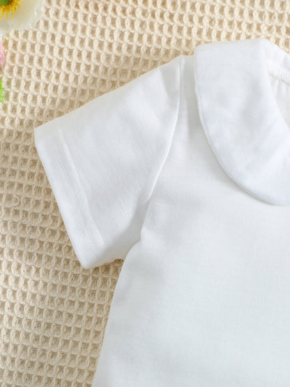 Camiseta Com Colarinho Peter Pan E Furo De Fechadura Nas Costas Para Bebê Menina