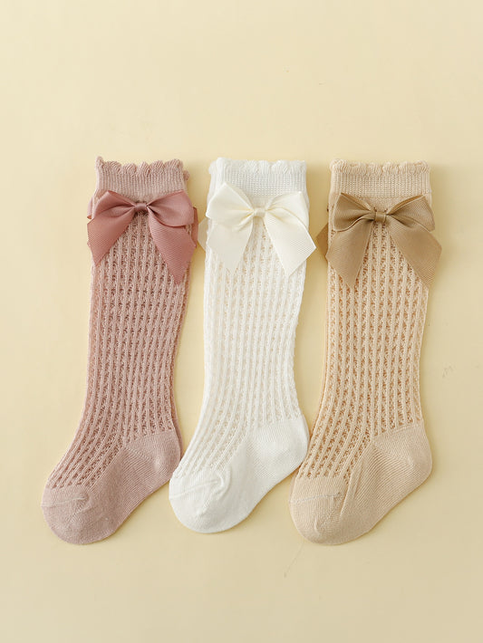3 pares Meias laço decoração