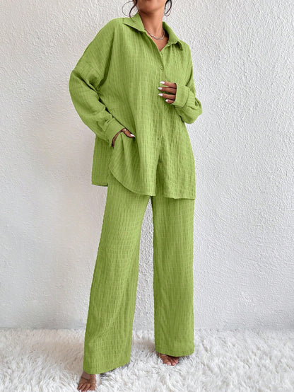 Conjunto Confy Sólido Ombro caído Camisa