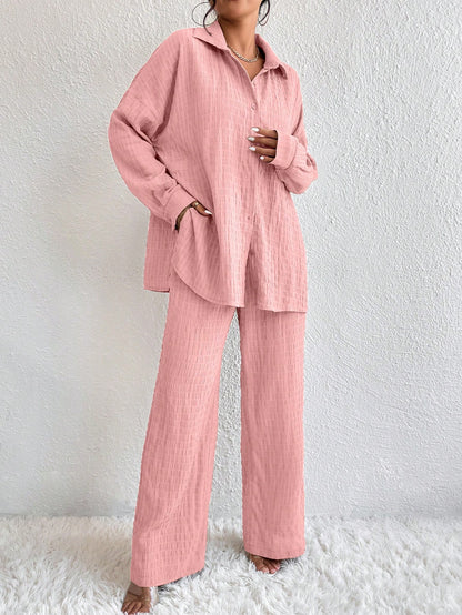 Conjunto Confy Sólido Ombro caído Camisa