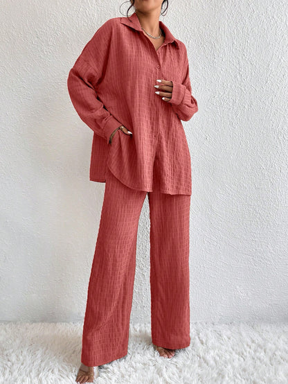 Conjunto Confy Sólido Ombro caído Camisa