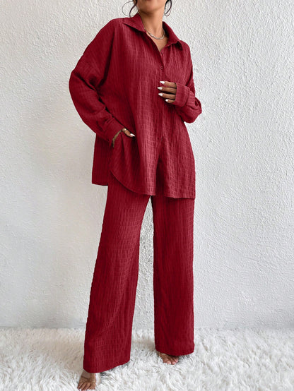 Conjunto Confy Sólido Ombro caído Camisa