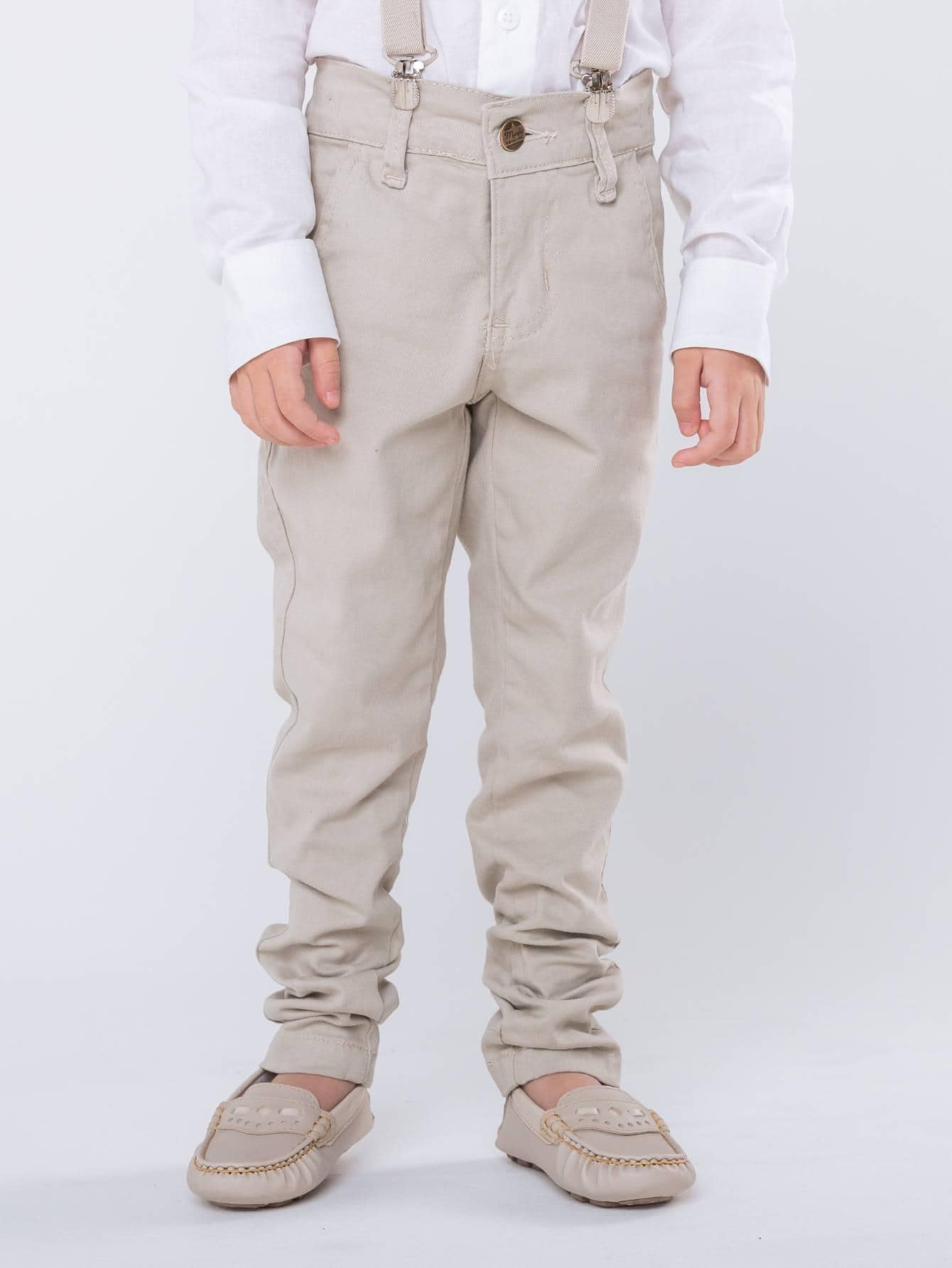 Conjunto Social Infantil Masculino Longo Bege Batizado