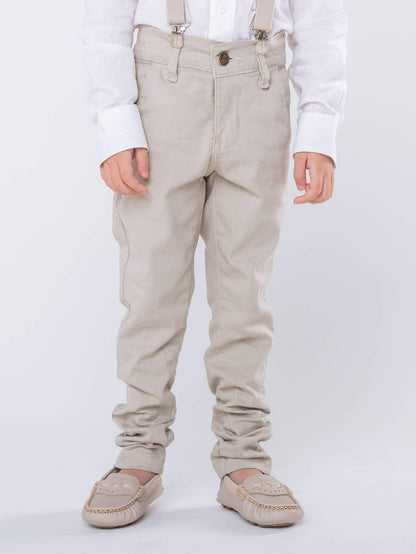Conjunto Social Infantil Masculino Longo Bege Batizado