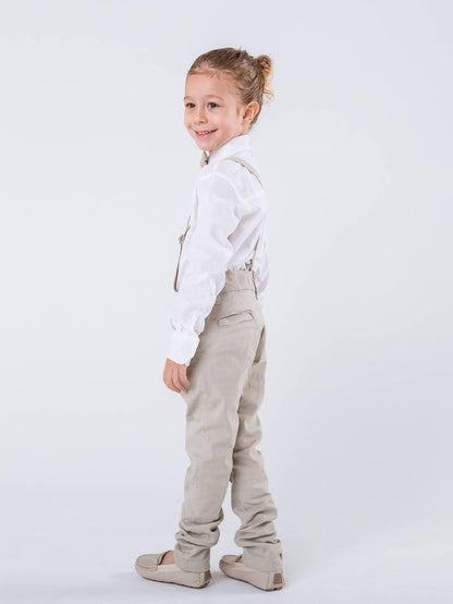 Conjunto Social Infantil Masculino Longo Bege Batizado