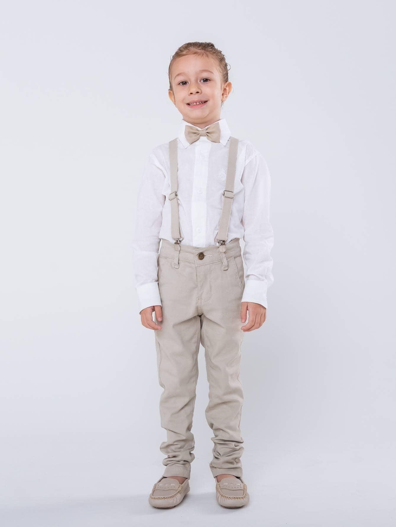 Conjunto Social Infantil Masculino Longo Bege Batizado