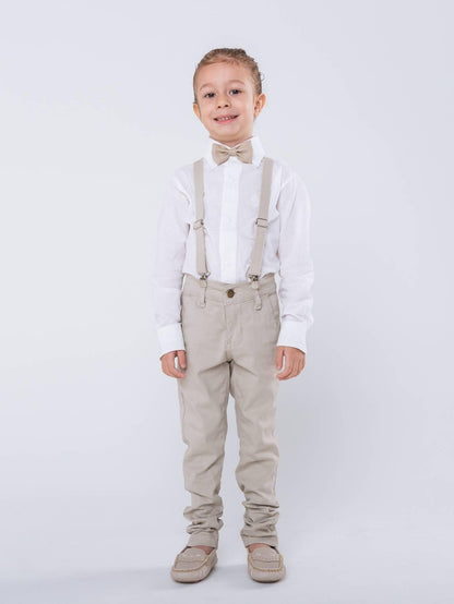 Conjunto Social Infantil Masculino Longo Bege Batizado