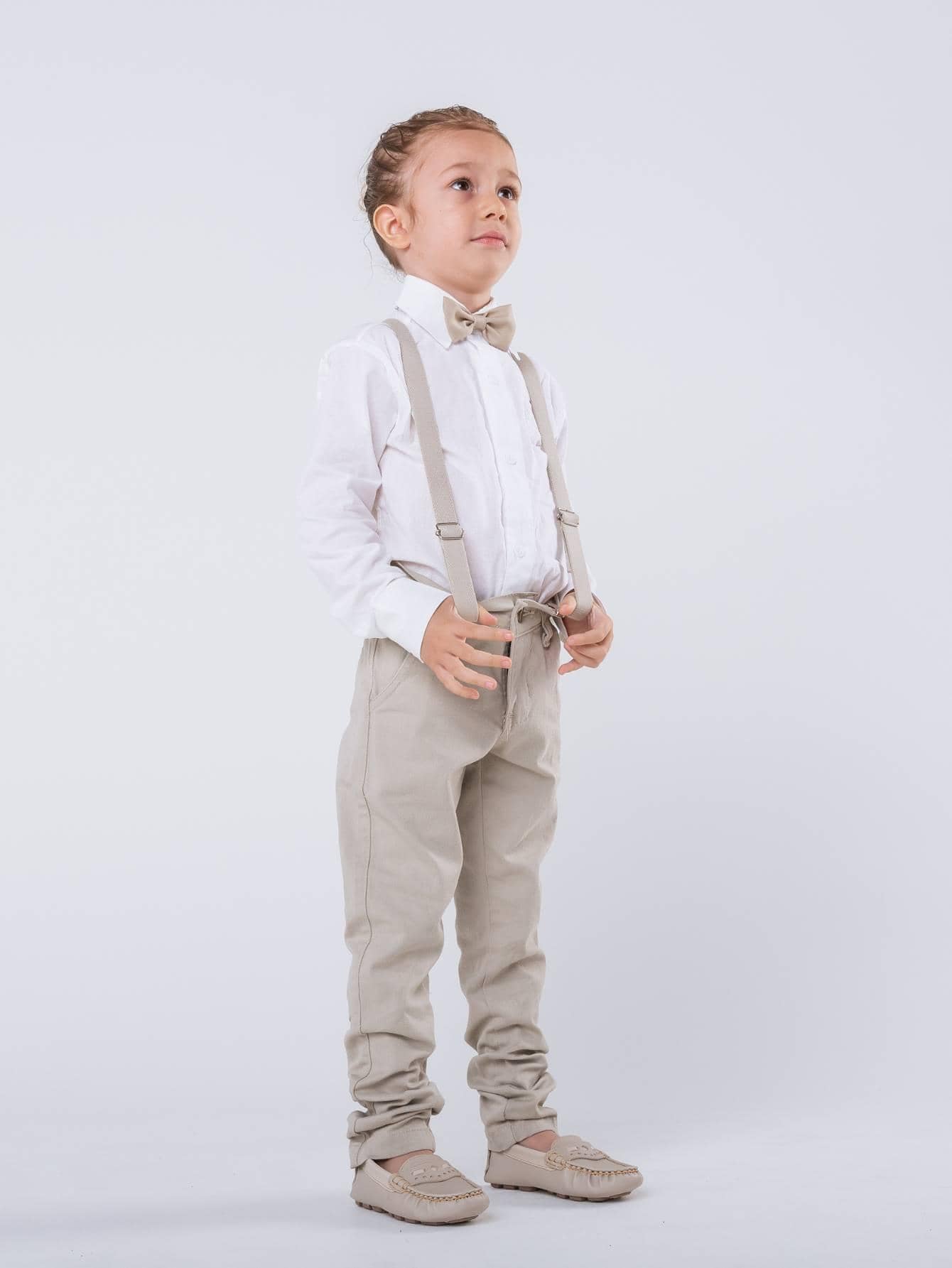 Conjunto Social Infantil Masculino Longo Bege Batizado