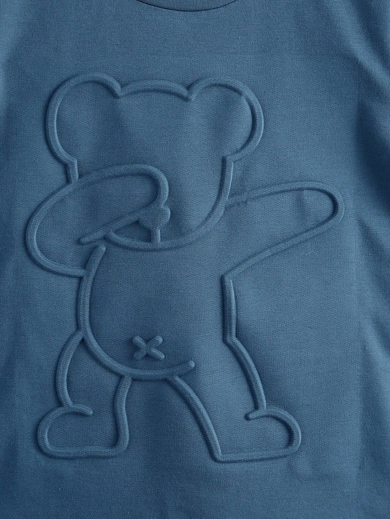 Conjunto Casual De 2 Peças Camiseta E Shorts Com Estampa De Urso Para Menino Jovem, Cor Sólida