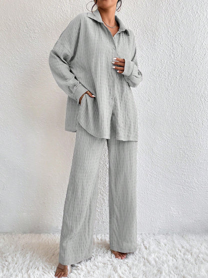 Conjunto Confy Sólido Ombro caído Camisa
