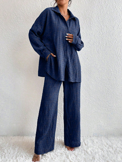 Conjunto Confy Sólido Ombro caído Camisa