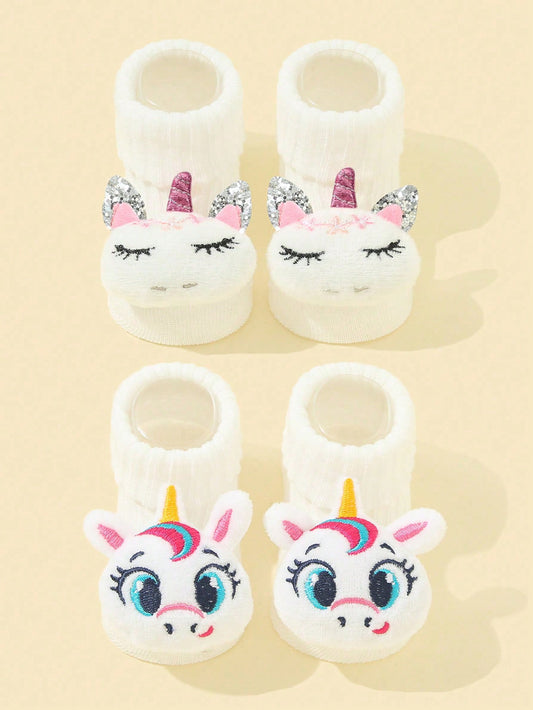 2 Pares Bebê Unicórnio De Desenho Animado Respirável