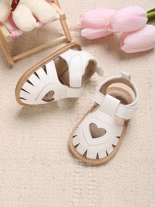 Sandália Bebê Coração Decoração De Remendo Fixador De Gancho E Laço Fofo Sandálias Strap Tornozelo Para Verão