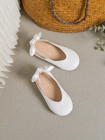 Sapatilha Bebê Menina Metálico Decoração De Arco Respirável Festa Flats Slingback Para Verão