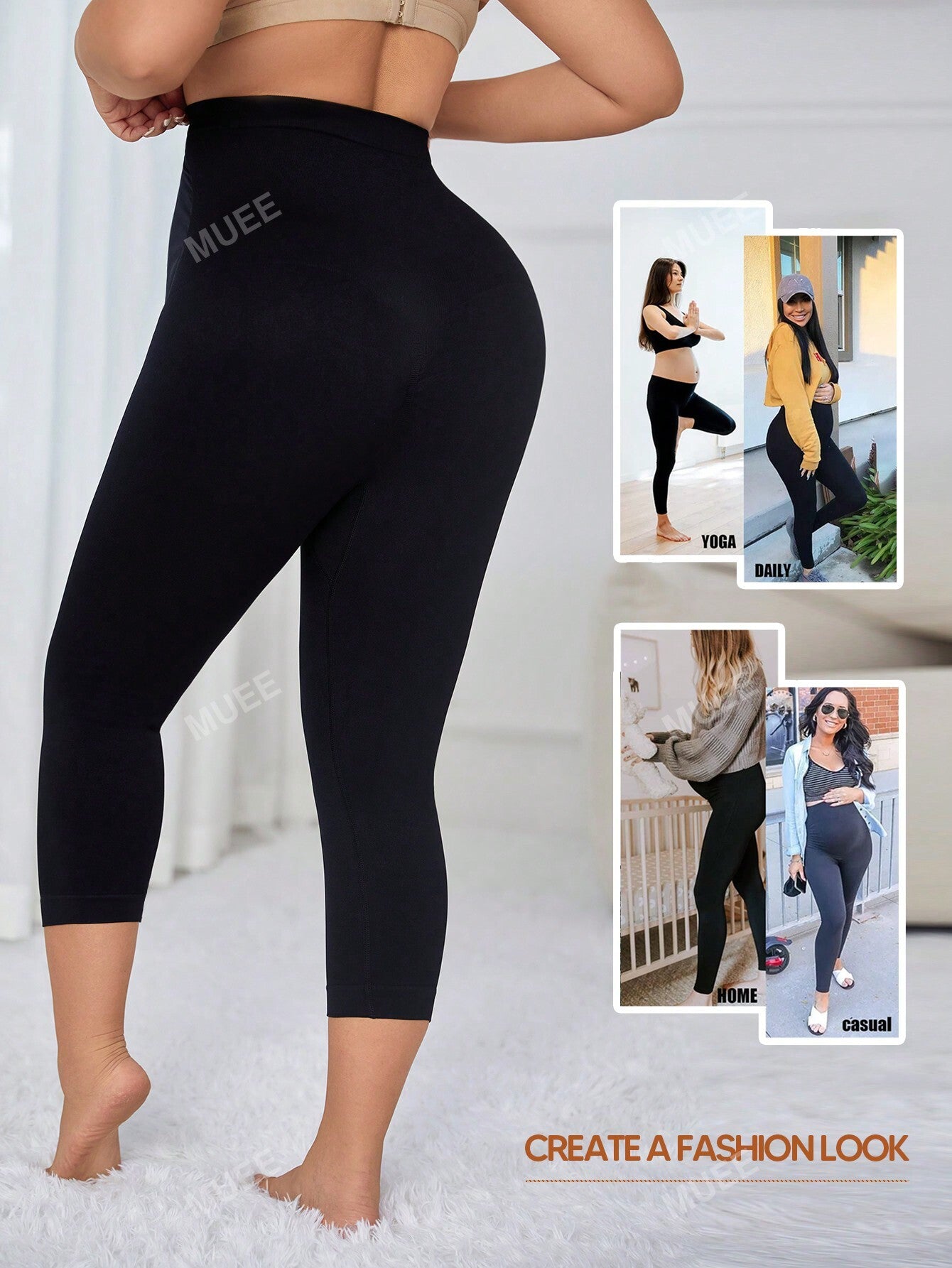 Maternidade Sem Costura Cintura Alta Macio Painel Expansível Conforto Barriga Suporte Capri Leggings