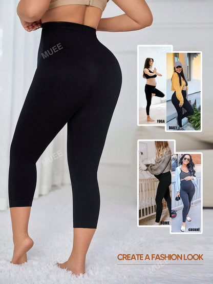 Maternidade Sem Costura Cintura Alta Macio Painel Expansível Conforto Barriga Suporte Capri Leggings