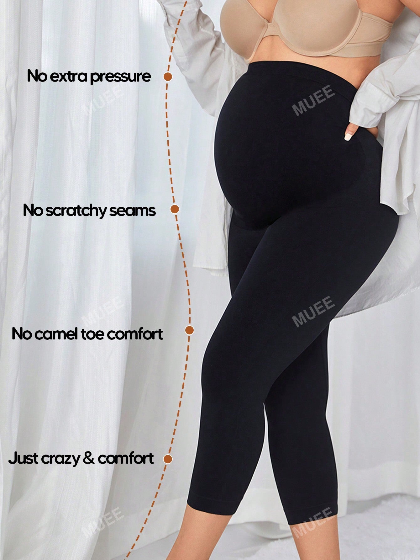 Maternidade Sem Costura Cintura Alta Macio Painel Expansível Conforto Barriga Suporte Capri Leggings