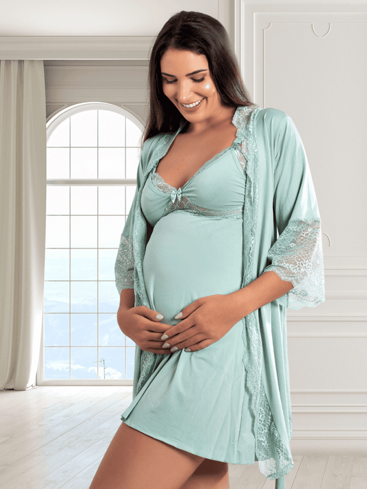 KIT CAMISOLA AMAMENTAÇÃO E ROBE LUXO