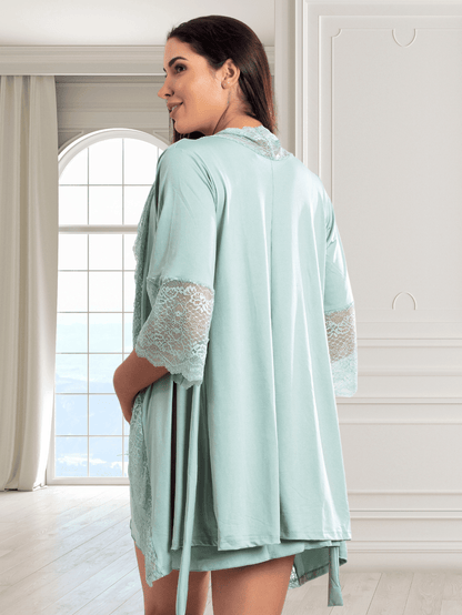 KIT CAMISOLA AMAMENTAÇÃO E ROBE LUXO