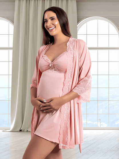 KIT CAMISOLA AMAMENTAÇÃO E ROBE LUXO
