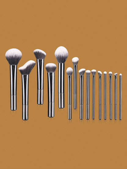 Conjunto de Pincéis de Maquiagem Multifuncionais com 8 peças, incluindo Puff, Pó, Blush, Base, Sombra, Esfumar e Contorno