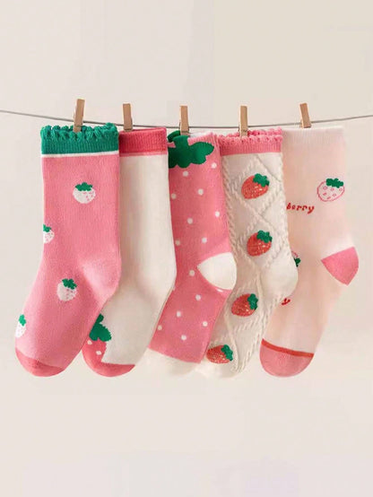 5 Pares De Meias De Cano Médio Para Meninas Para Bebês, Crianças Pequenas, Crianças, Estilos De Primavera, Outono E Inverno, Com Detalhes De Renda