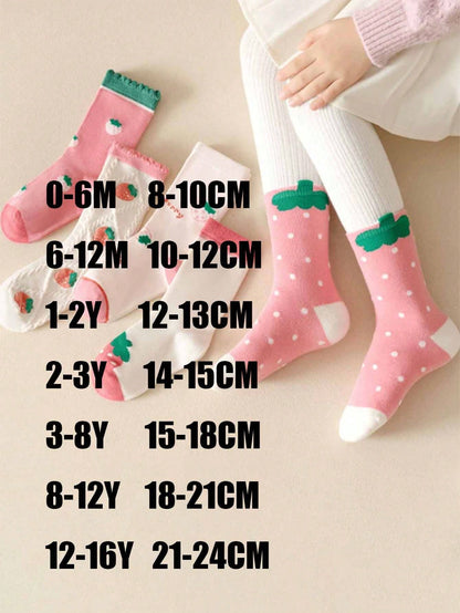 5 Pares De Meias De Cano Médio Para Meninas Para Bebês, Crianças Pequenas, Crianças, Estilos De Primavera, Outono E Inverno, Com Detalhes De Renda