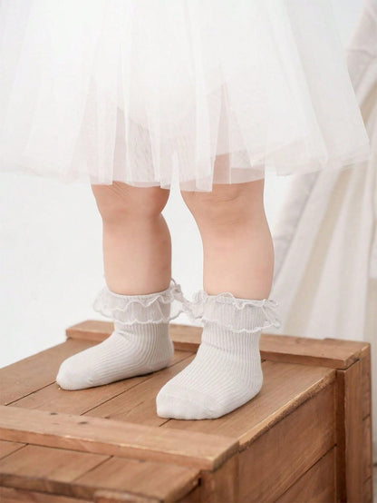 4 Pares de Meias de Tornozelo com renda dupla