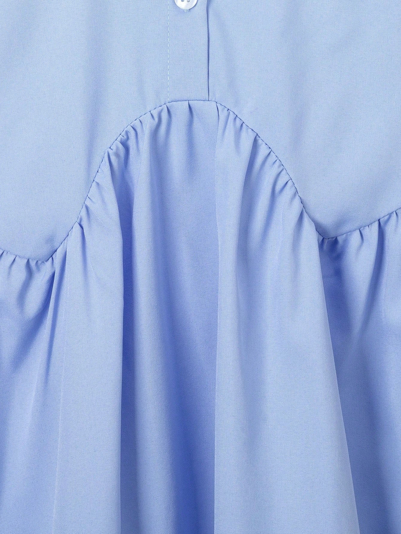 Vestido Urbano com Colarinho de Pérola Cor Azul Claro para Garotas Jovens, Casual e Versátil, Adequado para Primavera, Verão e Outono, Confortável e Adequado para Meninas de 4 a 7 anos de idade usarem na escola, em casa ou em festas