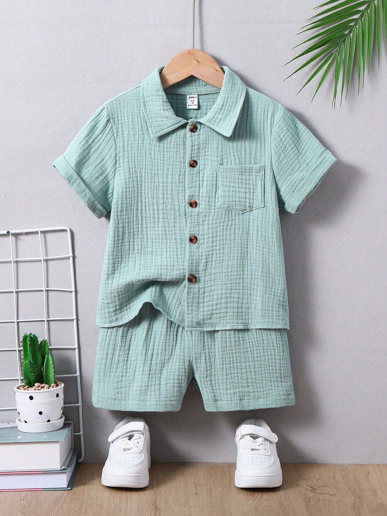 Vintaside Kids 2 peças Conjunto Camisa de Manga Curta de Algodão Casual e Shorts para Meninos Jovens, Adequado para Uso Diário, Escola, Brincadeiras ao Ar Livre na Primavera e Verão