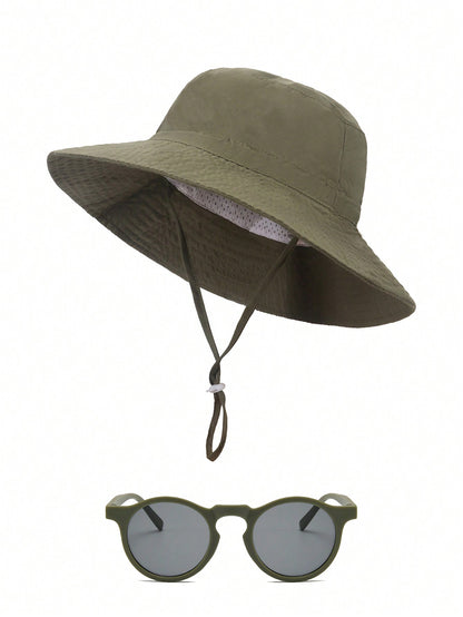 1 Conjunto Chapéu De Sol Para Bebê Com Óculos De Sol