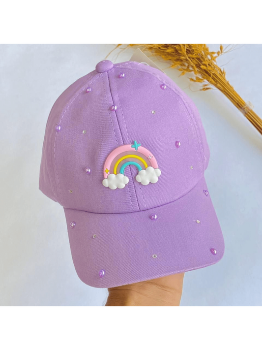 Boné infantil/ Boné personalizado / Boné Lilas / Bone aplicação Arco-Íris