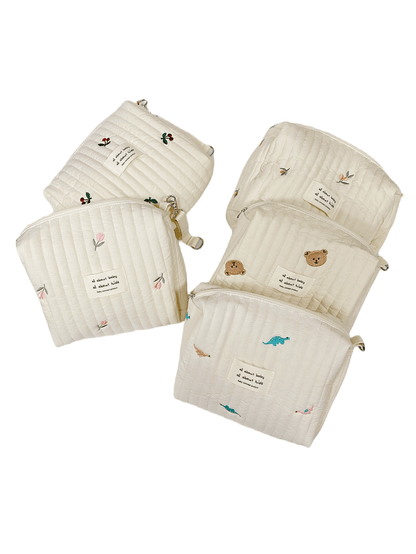 1 Peça Bolsa Portátil Para Garrafa De Leite Bege Com Padrão De Tulipa, Que Pode Ser Pendurada No Carrinho, Adequada Para Uso Anual E Viagens Diárias