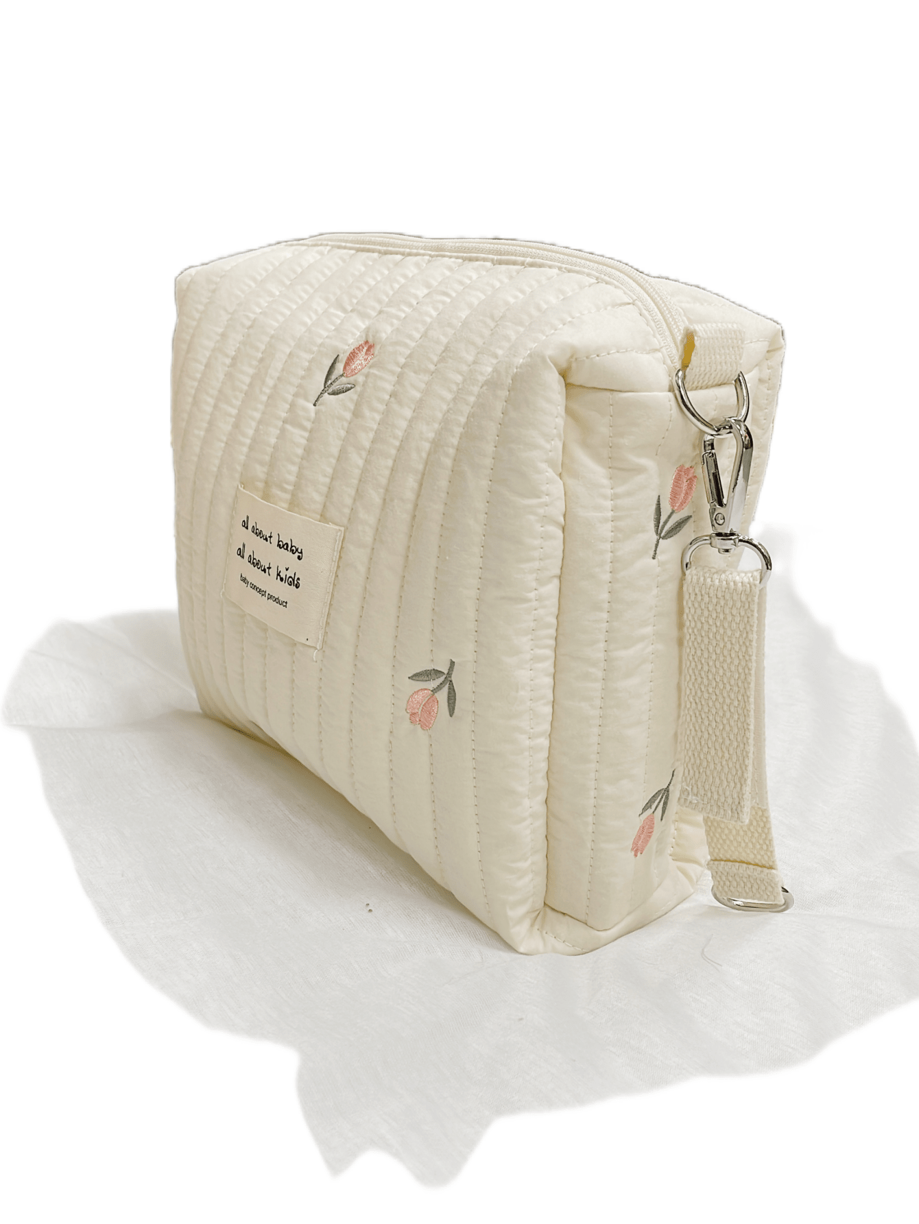 1 Peça Bolsa Portátil Para Garrafa De Leite Bege Com Padrão De Tulipa, Que Pode Ser Pendurada No Carrinho, Adequada Para Uso Anual E Viagens Diárias