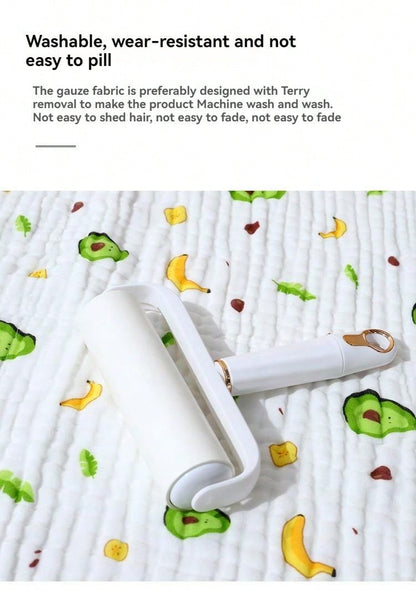 1 Peça Toalha De Banho/blanket/wrap Para Bebês 0-1 Ano, Quatro Camadas, Desenho Animado, Adequada Para Todas As Estações, Alta Absorção.