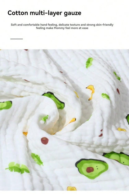 1 Peça Toalha De Banho/blanket/wrap Para Bebês 0-1 Ano, Quatro Camadas, Desenho Animado, Adequada Para Todas As Estações, Alta Absorção.